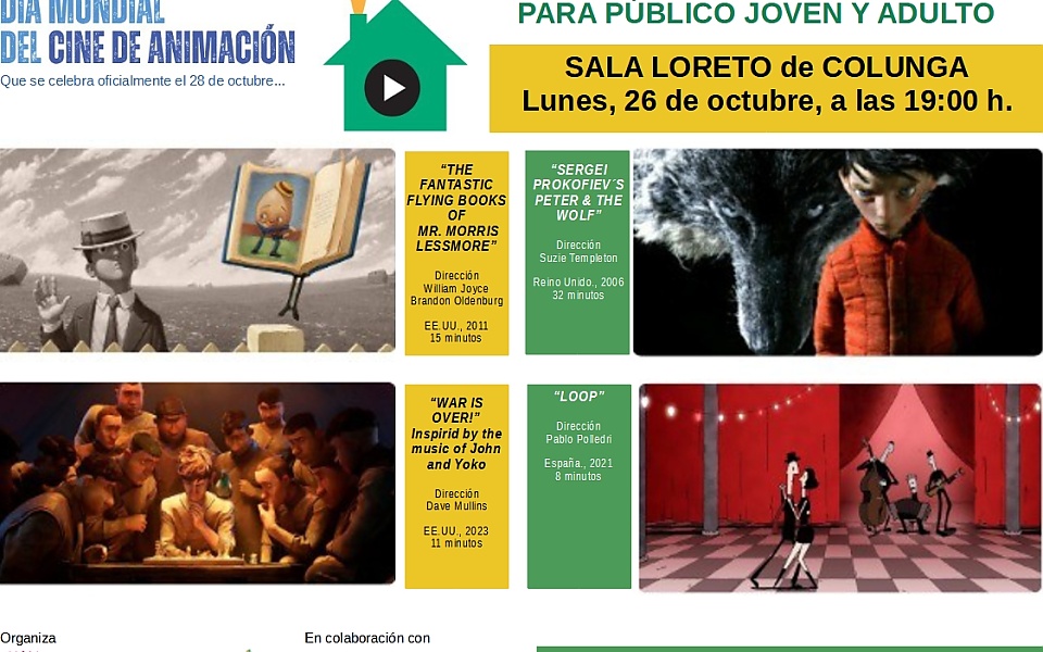 SESIÓN DE CORTOS DE ANIMACIÓN para jóvenes y adultos