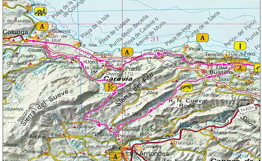 RUTA BICI 04. Colunga - Ribadesella - Alto del Fitu -  Colunga