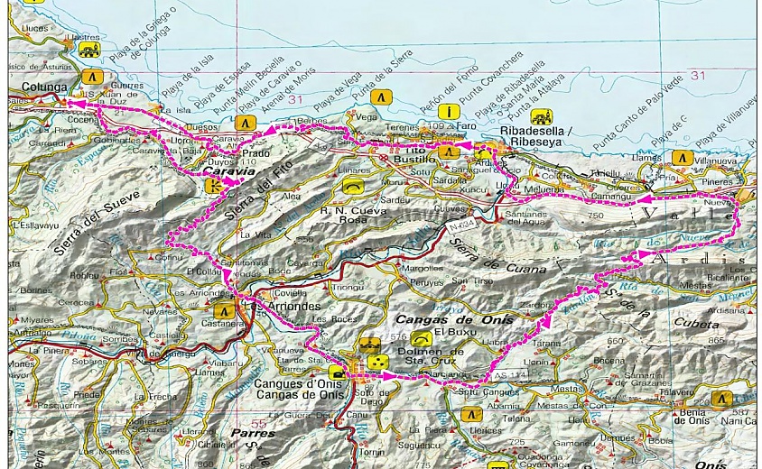 RUTA BICI 05. Colunga - Alto del Fitu - Alto del Tornu -  Colunga